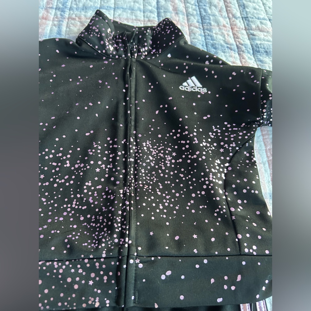 Infant/Toddler Adidas Black Tracksuit with Pink Iridescent Speckles/ Christmas - Picture 3 of 14